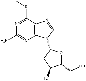 9-(2-Deoxy-beta-D-erythro-pentofuranosyl)-6-(methylthio)-9H-purin-2-amine 구조식 이미지