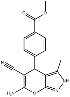 methyl 4-(6-amino-5-cyano-3-methyl-1,4-dihydropyrano[2,3-c]pyrazol-4-yl)benzoate 구조식 이미지