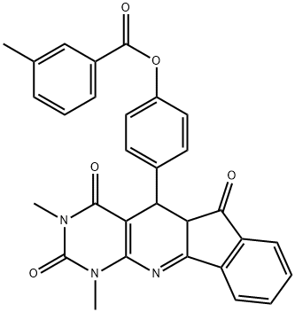 4-(1,3-dimethyl-2,4,6-trioxo-2,3,4,5,5a,6-hexahydro-1H-indeno[2',1':5,6]pyrido[2,3-d]pyrimidin-5-yl)phenyl 3-methylbenzoate 구조식 이미지