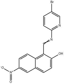 (E)-1-(((5-bromopyridin-2-yl)imino)methyl)-6-nitronaphthalen-2-ol Structure