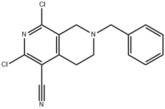 7-benzyl-1,3-dichloro-5,6,7,8-tetrahydro-2,7-naphthyridine-4-carbonitrile Structure