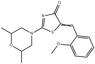 2-(2,6-dimethyl-4-morpholinyl)-5-(2-methoxybenzylidene)-1,3-thiazol-4(5H)-one 구조식 이미지