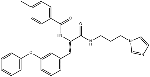 N-[(1Z)-3-{[3-(1H-imidazol-1-yl)propyl]amino}-3-oxo-1-(3-phenoxyphenyl)prop-1-en-2-yl]-4-methylbenzamide 구조식 이미지