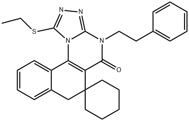 1-(ethylthio)-4-phenethyl-4H-spiro[benzo[h][1,2,4]triazolo[4,3-a]quinazoline-6,1'-cyclohexan]-5(7H)-one Structure