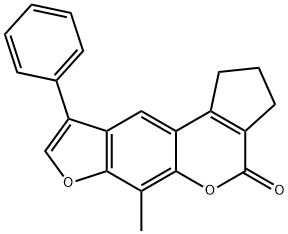 6-methyl-9-phenyl-2,3-dihydrocyclopenta[c]furo[3,2-g]chromen-4(1H)-one 구조식 이미지