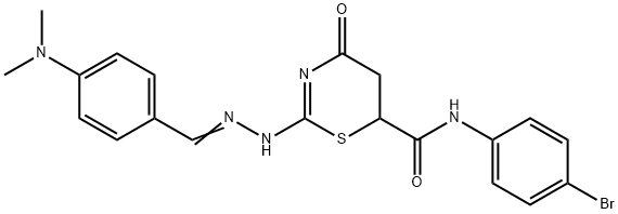 N-(4-bromophenyl)-2-{(2E)-2-[4-(dimethylamino)benzylidene]hydrazinyl}-4-oxo-5,6-dihydro-4H-1,3-thiazine-6-carboxamide Structure