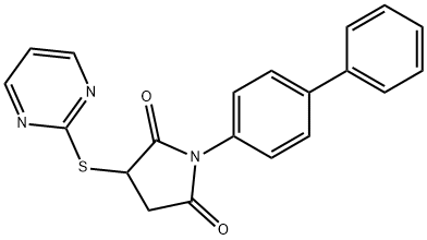 1-(biphenyl-4-yl)-3-(pyrimidin-2-ylsulfanyl)pyrrolidine-2,5-dione Structure