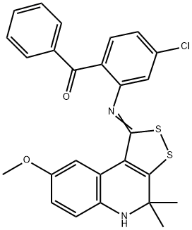 (4-chloro-2-{[(1Z)-8-methoxy-4,4-dimethyl-4,5-dihydro-1H-[1,2]dithiolo[3,4-c]quinolin-1-ylidene]amino}phenyl)(phenyl)methanone 구조식 이미지