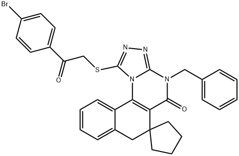 4-benzyl-1-((2-(4-bromophenyl)-2-oxoethyl)thio)-4H-spiro[benzo[h][1,2,4]triazolo[4,3-a]quinazoline-6,1'-cyclopentan]-5(7H)-one Structure