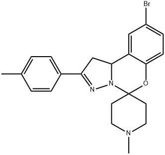 9'-bromo-1-methyl-2'-(4-methylphenyl)-1',10b'-dihydrospiro[piperidine-4,5'-pyrazolo[1,5-c][1,3]benzoxazine] 구조식 이미지