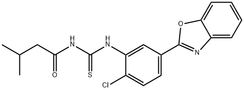 N-{[5-(1,3-benzoxazol-2-yl)-2-chlorophenyl]carbamothioyl}-3-methylbutanamide Structure