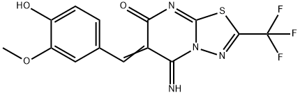 (E)-6-(4-hydroxy-3-methoxybenzylidene)-5-imino-2-(trifluoromethyl)-5H-[1,3,4]thiadiazolo[3,2-a]pyrimidin-7(6H)-one Structure