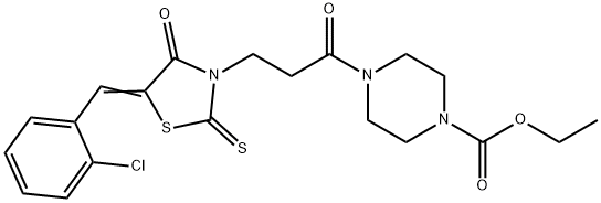 ethyl 4-{3-[5-(2-chlorobenzylidene)-4-oxo-2-thioxo-1,3-thiazolidin-3-yl]propanoyl}-1-piperazinecarboxylate Structure