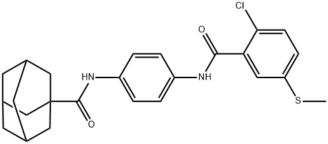 N-[4-({[2-chloro-5-(methylsulfanyl)phenyl]carbonyl}amino)phenyl]tricyclo[3.3.1.1~3,7~]decane-1-carboxamide 구조식 이미지
