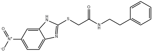 2-[(5-nitro-1H-benzimidazol-2-yl)sulfanyl]-N-(2-phenylethyl)acetamide Structure