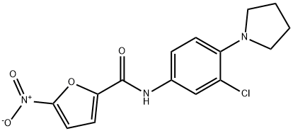 N-[3-chloro-4-(1-pyrrolidinyl)phenyl]-5-nitro-2-furamide 구조식 이미지