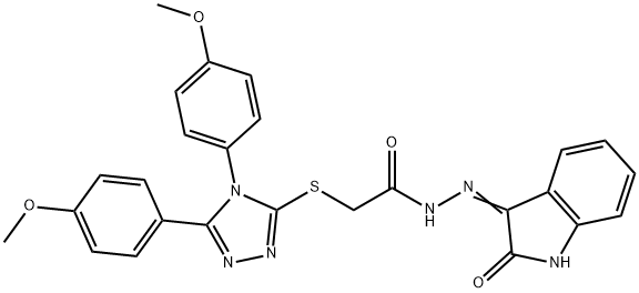 2-{[4,5-bis(4-methoxyphenyl)-4H-1,2,4-triazol-3-yl]sulfanyl}-N'-[(3E)-2-oxo-1,2-dihydro-3H-indol-3-ylidene]acetohydrazide Structure