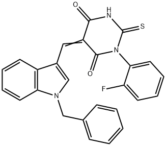 (5Z)-5-[(1-benzyl-1H-indol-3-yl)methylidene]-1-(2-fluorophenyl)-2-thioxodihydropyrimidine-4,6(1H,5H)-dione Structure