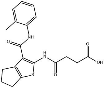 4-oxo-4-((3-(o-tolylcarbamoyl)-5,6-dihydro-4H-cyclopenta[b]thiophen-2-yl)amino)butanoic acid 구조식 이미지