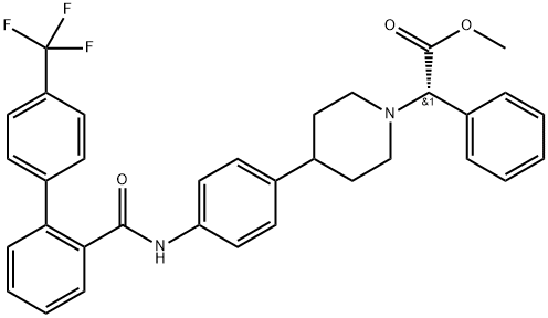 methyl (2S)-phenyl[4-[4-[[[4'-(trifluoromethyl)-2-biphenylyl]carbonyl]amino]phenyl]-1-piperidinyl]acetate 구조식 이미지