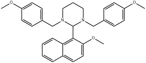 1,3-bis(4-methoxybenzyl)-2-(2-methoxynaphthalen-1-yl)hexahydropyrimidine Structure