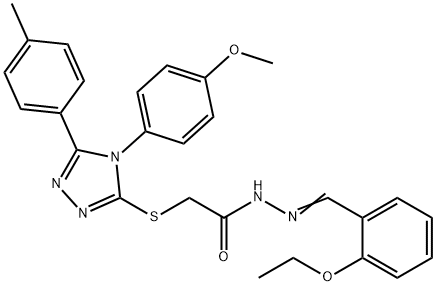 N'-[(E)-(2-ethoxyphenyl)methylidene]-2-{[4-(4-methoxyphenyl)-5-(4-methylphenyl)-4H-1,2,4-triazol-3-yl]sulfanyl}acetohydrazide Structure