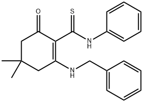 4,4-Dimethyl-6-oxo-N-phenyl-2-[(phenylmethyl)amino]-1-cyclohexene-1-carbothioamide Structure