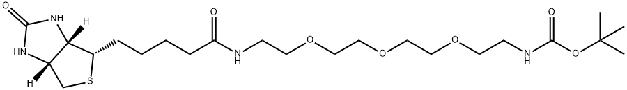 tert-Butyl (13-oxo-17-((3aS,4S,6aR)-2-oxohexahydro-1H-thieno[3,4-d]imidazol-4-yl)-3,6,9-trioxa-12-azaheptadecyl)carbamate 구조식 이미지