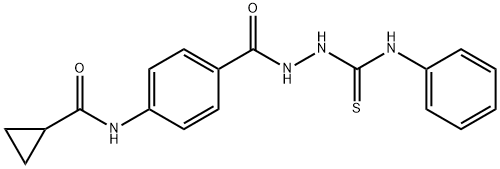 N-(4-{[2-(anilinocarbonothioyl)hydrazino]carbonyl}phenyl)cyclopropanecarboxamide 구조식 이미지