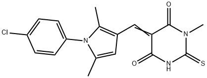 (5Z)-5-{[1-(4-chlorophenyl)-2,5-dimethyl-1H-pyrrol-3-yl]methylidene}-1-methyl-2-thioxodihydropyrimidine-4,6(1H,5H)-dione Structure