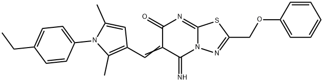 (6Z)-6-{[1-(4-ethylphenyl)-2,5-dimethyl-1H-pyrrol-3-yl]methylidene}-5-imino-2-(phenoxymethyl)-5,6-dihydro-7H-[1,3,4]thiadiazolo[3,2-a]pyrimidin-7-one Structure