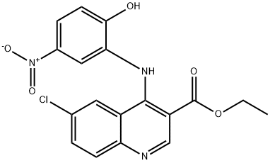 ethyl 6-chloro-4-{2-hydroxy-5-nitroanilino}-3-quinolinecarboxylate Structure