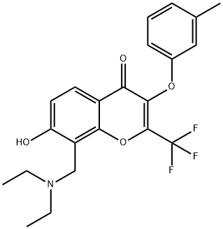 8-[(diethylamino)methyl]-7-hydroxy-3-(3-methylphenoxy)-2-(trifluoromethyl)-4H-chromen-4-one 구조식 이미지