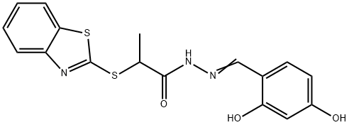 (E)-2-(benzo[d]thiazol-2-ylthio)-N'-(2,4-dihydroxybenzylidene)propanehydrazide 구조식 이미지