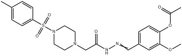 2-methoxy-4-{(Z)-[2-({4-[(4-methylphenyl)sulfonyl]piperazin-1-yl}acetyl)hydrazinylidene]methyl}phenyl acetate 구조식 이미지