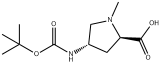 D-Proline, 4-[[(1,1-dimethylethoxy)carbonyl]amino]-1-methyl-, (4S)- 구조식 이미지