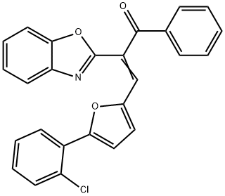 (2Z)-2-(1,3-benzoxazol-2-yl)-3-[5-(2-chlorophenyl)furan-2-yl]-1-phenylprop-2-en-1-one Structure