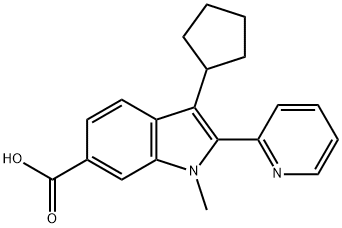 3-cyclopentyl-1-methyl-2-pyridin-2-yl-1H-indole-6-carboxylic acid 구조식 이미지