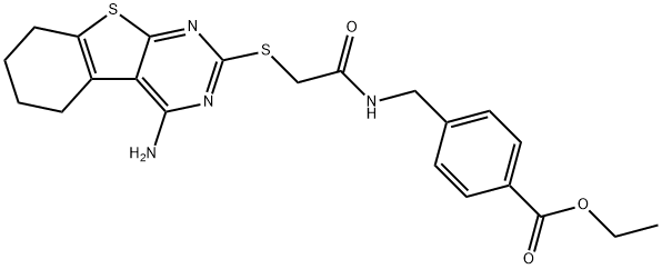 ethyl 4-[({[(4-amino-5,6,7,8-tetrahydro[1]benzothieno[2,3-d]pyrimidin-2-yl)sulfanyl]acetyl}amino)methyl]benzoate Structure