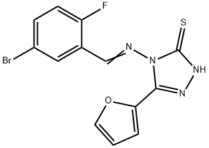 4-[(5-bromo-2-fluorobenzylidene)amino]-5-(2-furyl)-4H-1,2,4-triazol-3-yl hydrosulfide 구조식 이미지