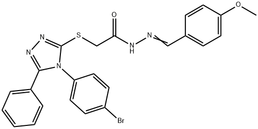 2-{[4-(4-bromophenyl)-5-phenyl-4H-1,2,4-triazol-3-yl]sulfanyl}-N'-[(E)-(4-methoxyphenyl)methylidene]acetohydrazide 구조식 이미지