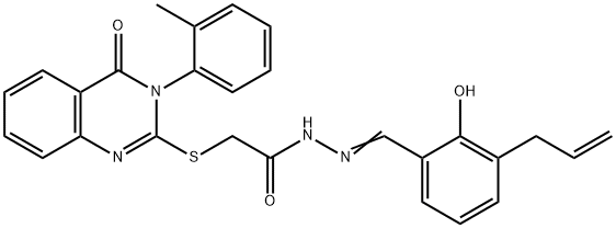 N'-{(E)-[2-hydroxy-3-(prop-2-en-1-yl)phenyl]methylidene}-2-{[3-(2-methylphenyl)-4-oxo-3,4-dihydroquinazolin-2-yl]sulfanyl}acetohydrazide Structure