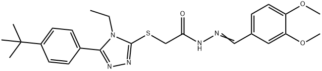 2-{[5-(4-tert-butylphenyl)-4-ethyl-4H-1,2,4-triazol-3-yl]sulfanyl}-N'-[(E)-(3,4-dimethoxyphenyl)methylidene]acetohydrazide Structure