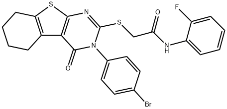 2-{[3-(4-bromophenyl)-4-oxo-3,4,5,6,7,8-hexahydro[1]benzothieno[2,3-d]pyrimidin-2-yl]sulfanyl}-N-(2-fluorophenyl)acetamide 구조식 이미지