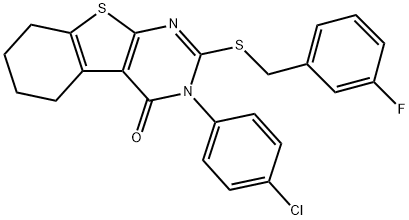 3-(4-chlorophenyl)-2-[(3-fluorobenzyl)sulfanyl]-5,6,7,8-tetrahydro[1]benzothieno[2,3-d]pyrimidin-4(3H)-one 구조식 이미지