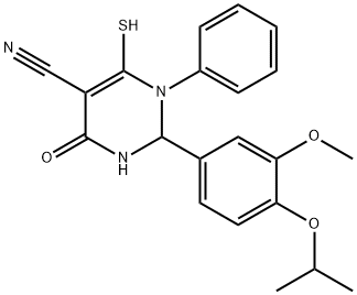 2-(4-Isopropoxy-3-methoxy-phenyl)-6-mercapto-4-oxo-1-phenyl-1,2,3,4-tetrahydro-pyrimidine-5-carbonitrile Structure