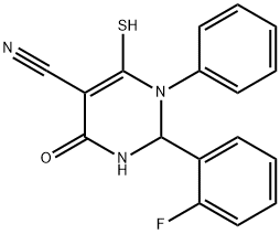 2-(2-Fluoro-phenyl)-6-mercapto-4-oxo-1-phenyl-1,2,3,4-tetrahydro-pyrimidine-5-carbonitrile Structure