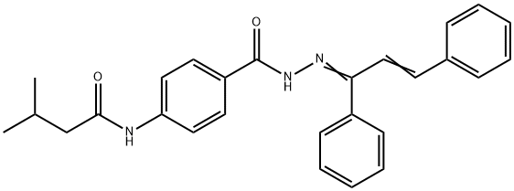 N-(4-{[2-(1,3-diphenyl-2-propen-1-ylidene)hydrazino]carbonyl}phenyl)-3-methylbutanamide Structure