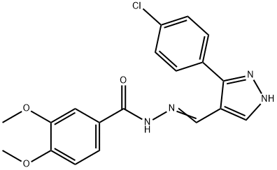 (Z)-N'-((3-(4-chlorophenyl)-1H-pyrazol-4-yl)methylene)-3,4-dimethoxybenzohydrazide 구조식 이미지