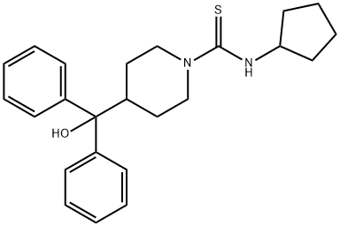 N-cyclopentyl-4-[hydroxy(diphenyl)methyl]piperidine-1-carbothioamide 구조식 이미지